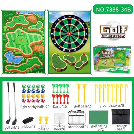 2-in-1 Golf Chipping Game Training Mat Interactive Putting Dart Game Indoor Outdoor Games For Kids Home Backyard Office