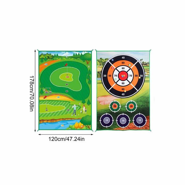 2-in-1 Golf Chipping Game Training Mat Interactive Putting Dart Game Indoor Outdoor Games For Kids Home Backyard Office