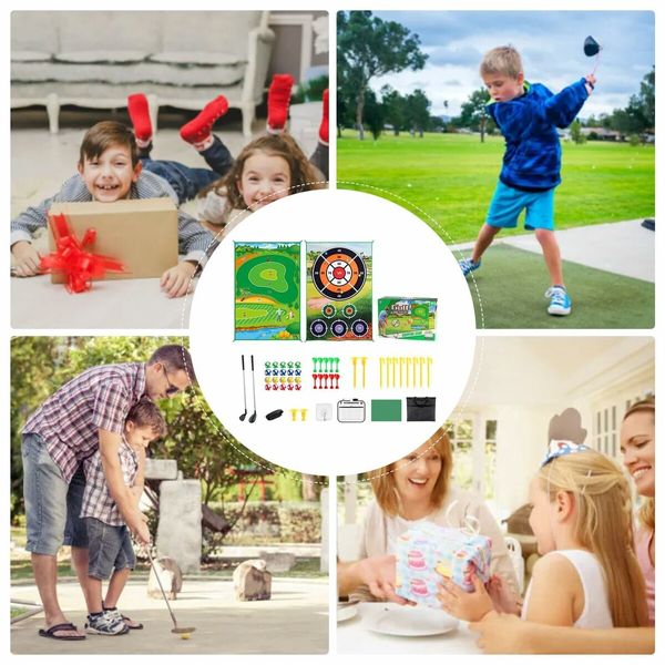 2-in-1 Golf Chipping Game Training Mat Interactive Putting Dart Game Indoor Outdoor Games For Kids Home Backyard Office