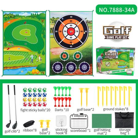 2-in-1 Golf Chipping Game Training Mat Interactive Putting Dart Game Indoor Outdoor Games For Kids Home Backyard Office