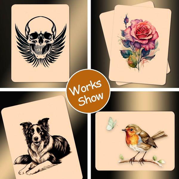 3mm Tattoo Practice Skins Kit,Includes 3PCS 3mm Soft Silicone Double Sides 7.4x5.6In Tattoo Fake Skin and 10PCS Tattoo Transfer Paper