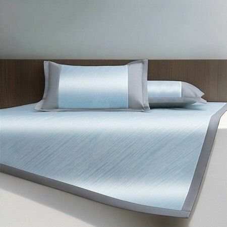 180*200cm 3p Set Luxurious Viscose Fiber Bedding Summer Cool Feeling Silky  Bedding Mat Pillow CaseBreathable Antibacterial Foldable Washable Soft