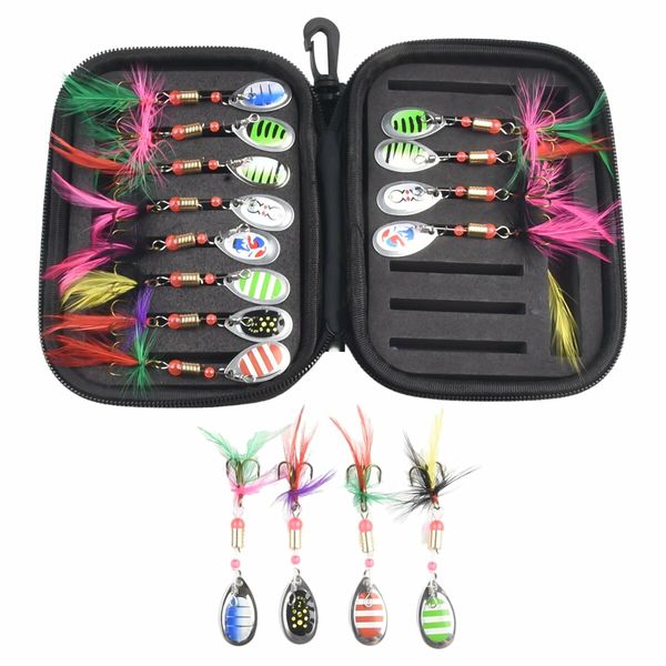 16 PCS Spinner Baits Kit for Bass Trout Salmon, Freshwater Fishing Lures Set