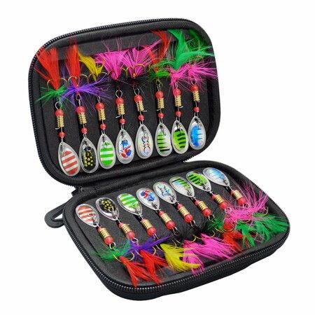 16 PCS Spinner Baits Kit for Bass Trout Salmon, Freshwater Fishing Lures Set