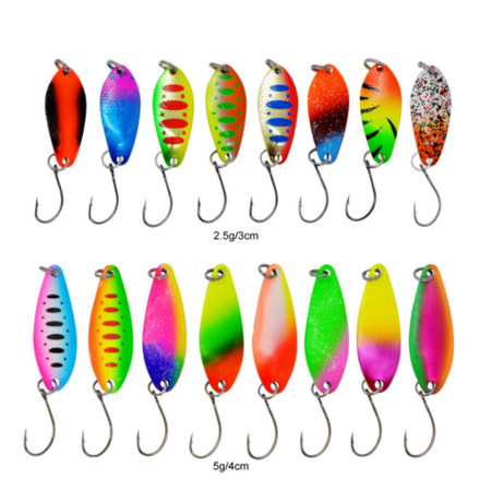 16 PCS Spinner Baits Kit for Bass Trout Salmon, Freshwater Fishing Lures Set