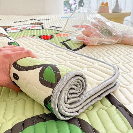 120*200cm 2p Set Latex Bedding Mat  Summer Cool Silky Pillow Case  Breathable Antibacterial Foldable Washable Kids Gift