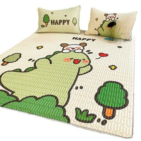 120*200cm 2p Set Latex Bedding Mat  Summer Cool Silky Pillow Case  Breathable Antibacterial Foldable Washable Kids Gift