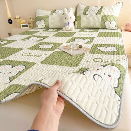 150*200cm 3p Set Latex Bedding Mat  Summer Cool Silky Pillow Case  Breathable Antibacterial Foldable Washable Kids Gift