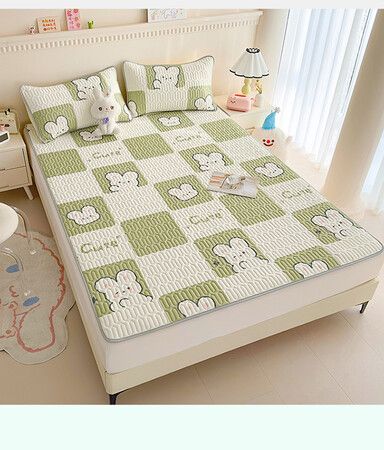 150*200cm 3p Set Latex Bedding Mat  Summer Cool Silky Pillow Case  Breathable Antibacterial Foldable Washable Kids Gift