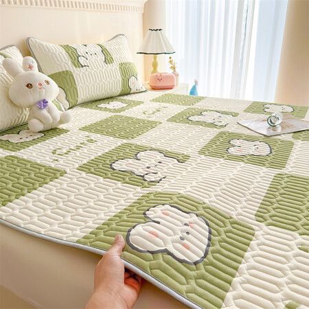 150*200cm 3p Set Latex Bedding Mat  Summer Cool Silky Pillow Case  Breathable Antibacterial Foldable Washable Kids Gift