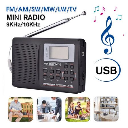 Portable Bluetooth Radio, FM AM Shortwave Radios with Sleep Timer, Rechargeable Digital Recorder, Stereo MP3 Player with Display