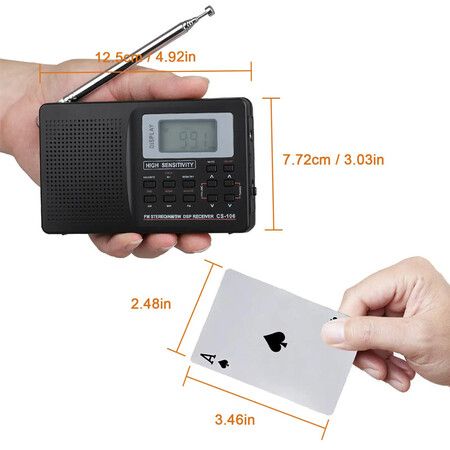 Portable Bluetooth Radio, FM AM Shortwave Radios with Sleep Timer, Rechargeable Digital Recorder, Stereo MP3 Player with Display