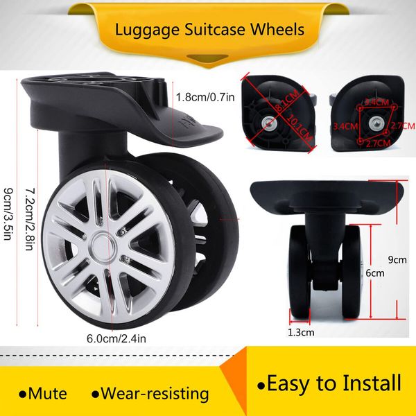 1 Pair Luggage Suitcase Wheels,Trunk Wheels,Luggage Wheel Spare Part Universal Wheel Replacement Luggage Suitcase Wheels for Luggage Suitcase Trolley,Mute Double Row Wheels