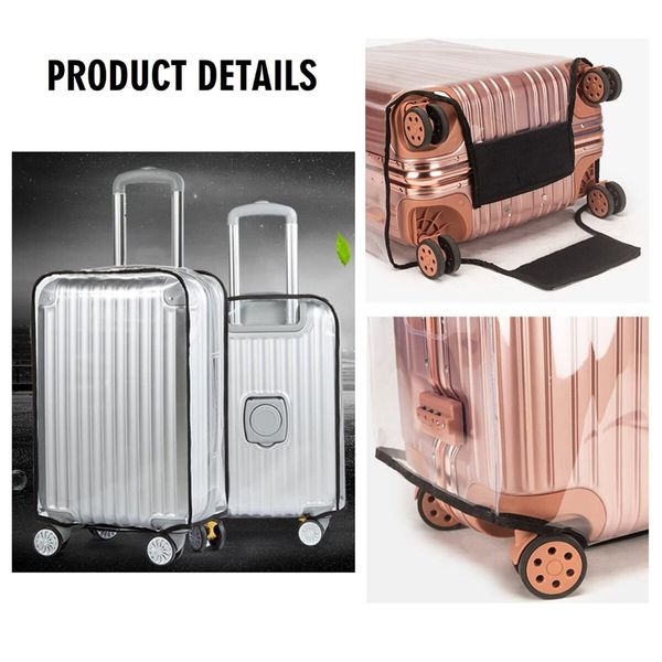 Clear PVC Luggage Cover Protectors,Transparent Waterproof Suitcase Sleeve for 20In+24In+28In Wheeled Suitcases (3PCS)