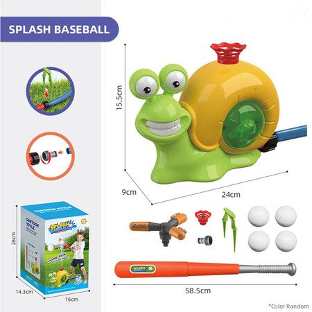 2 in 1 Snail Summer Water Game, 360 Degree Roating Spray Water Baseball for Boys Girls Summer Backyard Lawn Pool Party Fun