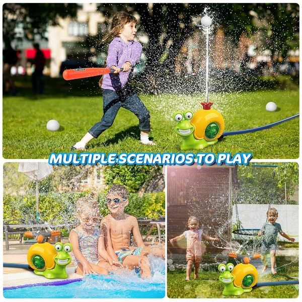 2 in 1 Snail Summer Water Game, 360 Degree Roating Spray Water Baseball for Boys Girls Summer Backyard Lawn Pool Party Fun