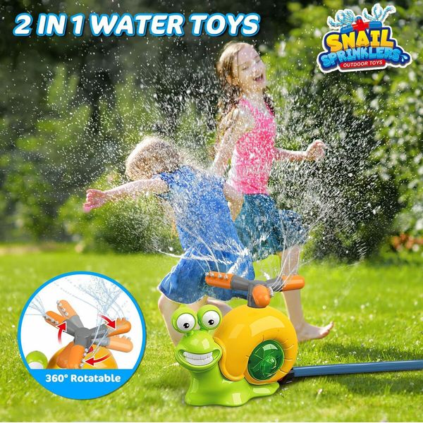 2 in 1 Snail Summer Water Game, 360 Degree Roating Spray Water Baseball for Boys Girls Summer Backyard Lawn Pool Party Fun