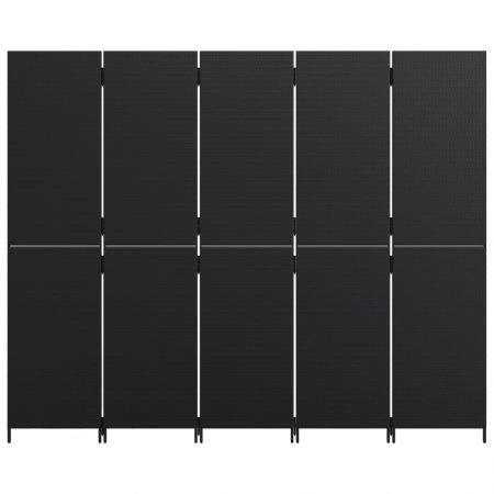 Room Divider 5 Panels Black Poly Rattan