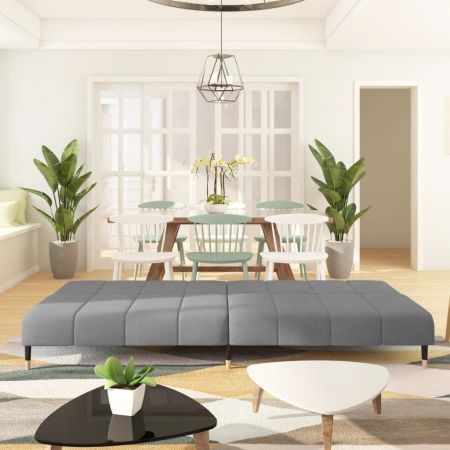 2-Seater Sofa Bed Light Grey Velvet