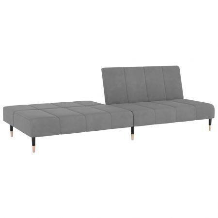 2-Seater Sofa Bed Light Grey Velvet