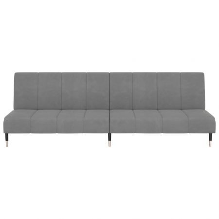 2-Seater Sofa Bed Light Grey Velvet