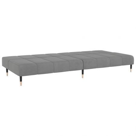 2-Seater Sofa Bed Light Grey Velvet