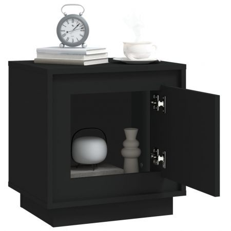 Bedside Cabinet Black 44x35x45 cm Engineered Wood