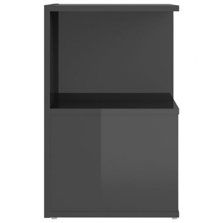 Bedside Cabinet High Gloss Grey 35x35x55 cm Engineered Wood