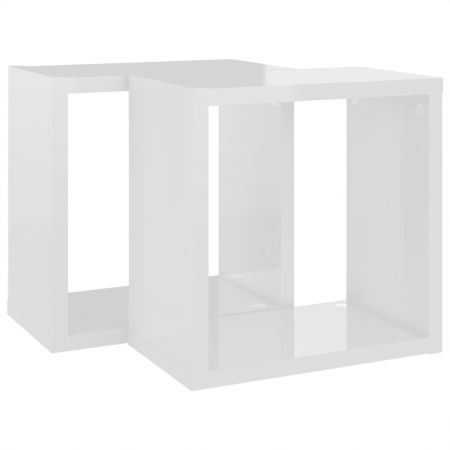 Wall Cube Shelves 2 pcs High Gloss White 26x15x26 cm