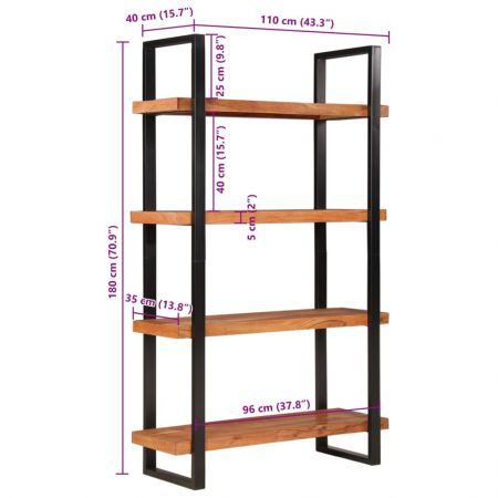 Bookcase 4-Tier 110x40x180 cm Solid Wood Acacia and Iron