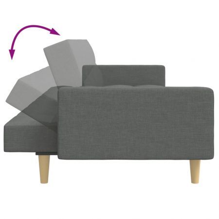 2-Seater Sofa Bed with Footstool Dark Grey Fabric