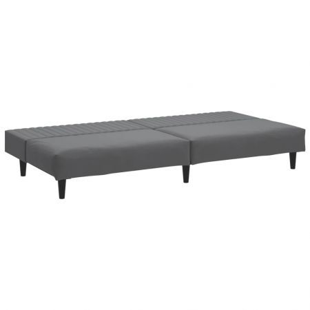 2-Seater Sofa Bed Dark Grey Velvet