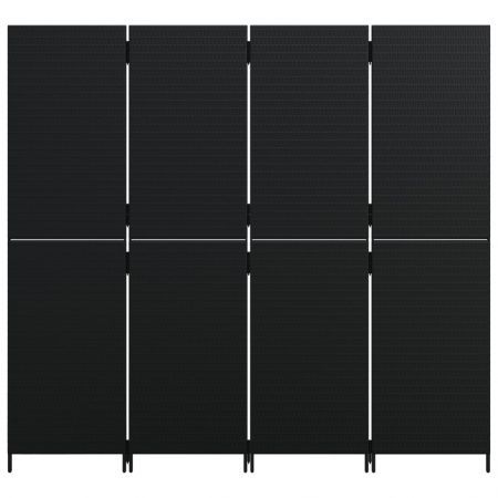 Room Divider 4 Panels Black Poly Rattan