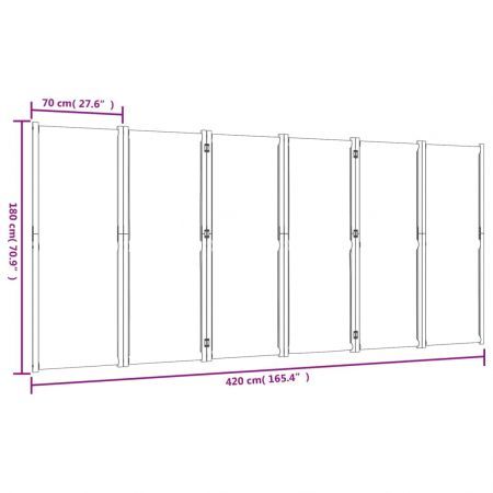 6-Panel Room Divider Light Grey 420x180 cm