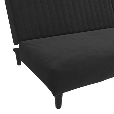 2-Seater Sofa Bed Black Velvet