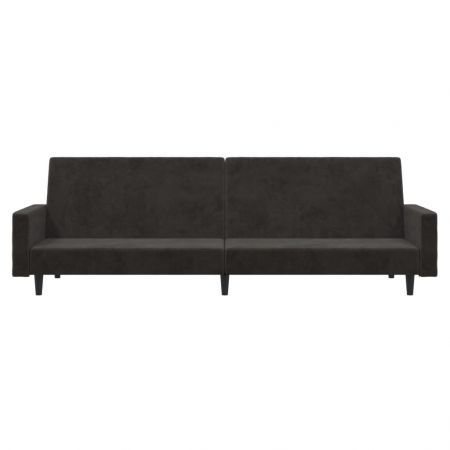 2-Seater Sofa Bed Dark Grey Velvet