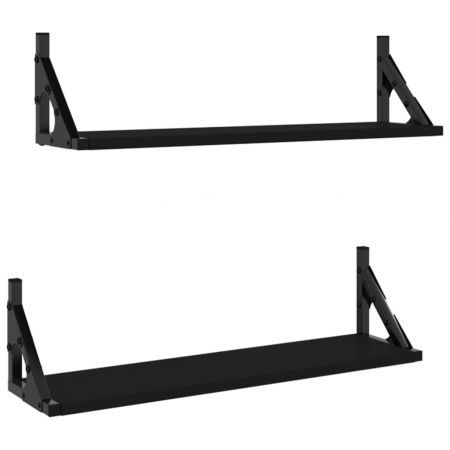 Wall Shelves 2 pcs Black 60x15x15.5 cm