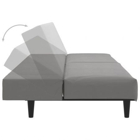 2-Seater Sofa Bed Light Grey Velvet