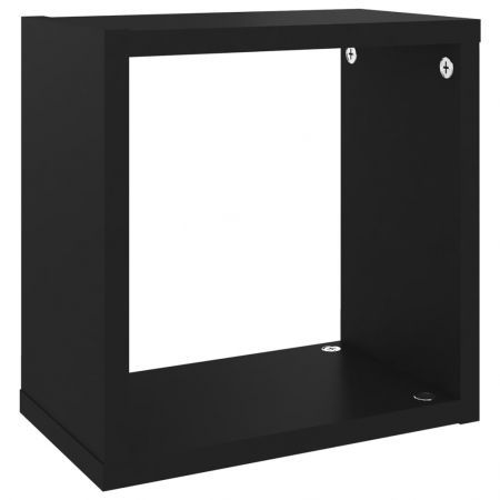 Wall Cube Shelves 2 pcs Black 26x15x26 cm