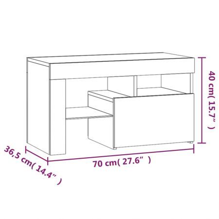 Bedside Cabinets 2 pcs with LED Lights Black 70x36.5x40 cm