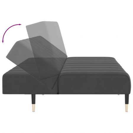 2-Seater Sofa Bed Dark Grey Velvet