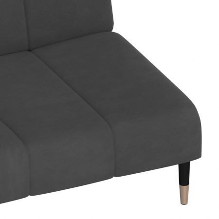 2-Seater Sofa Bed Dark Grey Velvet