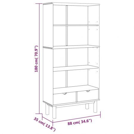 Bookcase OTTA with 2 Drawers Brown Solid Wood Pine