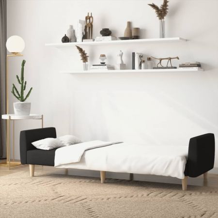 2-Seater Sofa Bed Black Fabric