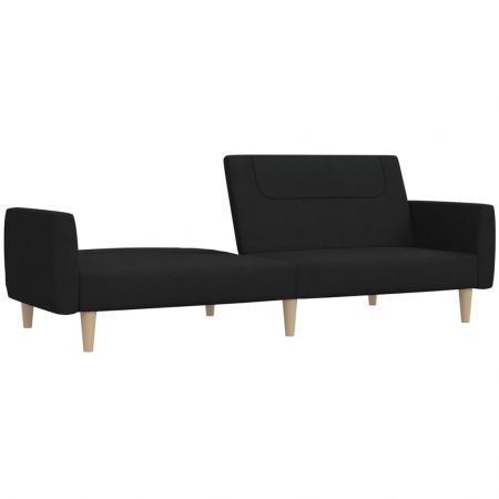 2-Seater Sofa Bed Black Fabric