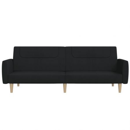 2-Seater Sofa Bed Black Fabric