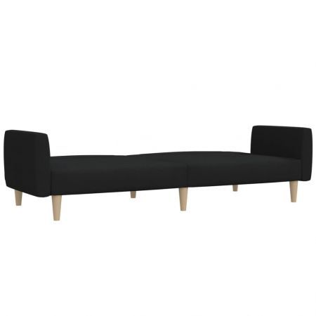 2-Seater Sofa Bed Black Fabric