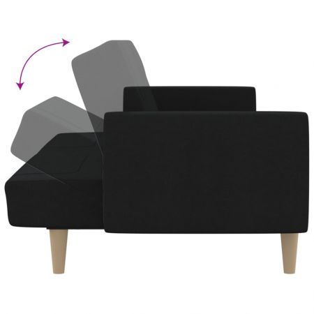 2-Seater Sofa Bed Black Fabric