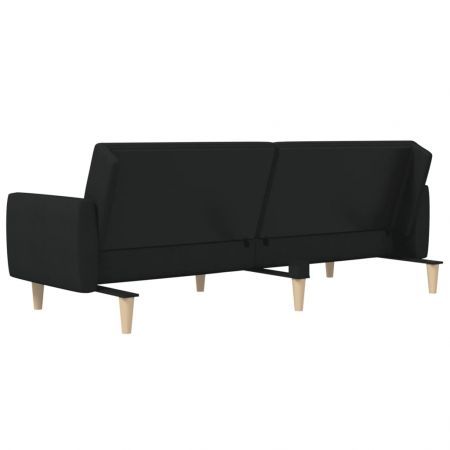 2-Seater Sofa Bed Black Fabric