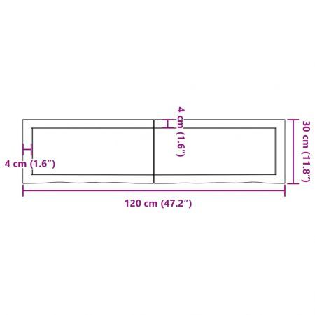 Wall Shelf Dark Brown 120x30x(2-4) cm Treated Solid Wood Oak